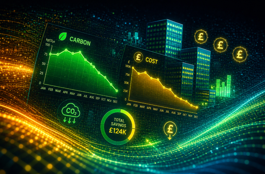 Carbon and cost reduction curves plotted over a building lifecycle